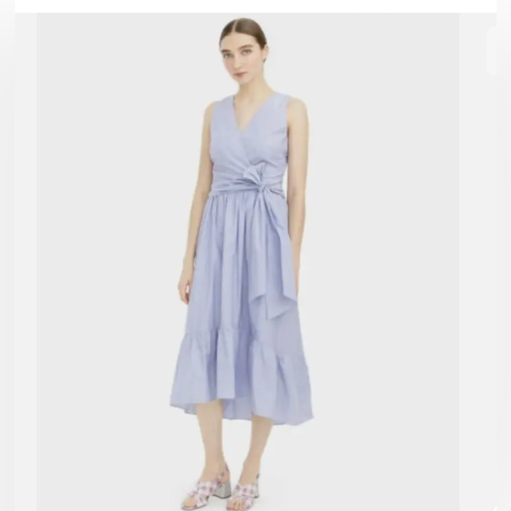 Jcrew blue poplin midi dress sleeveless